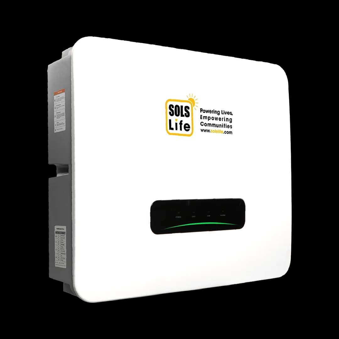 The Inverter Grid Pro seen from the front left, with its status display lit